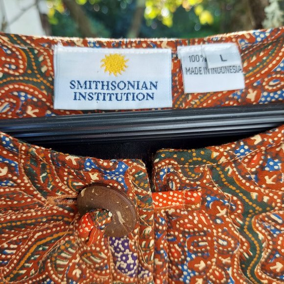 Vintage 90s Smithsonian Institution Cotton Indonesian Quilted Jacket Large - Picture 5 of 11